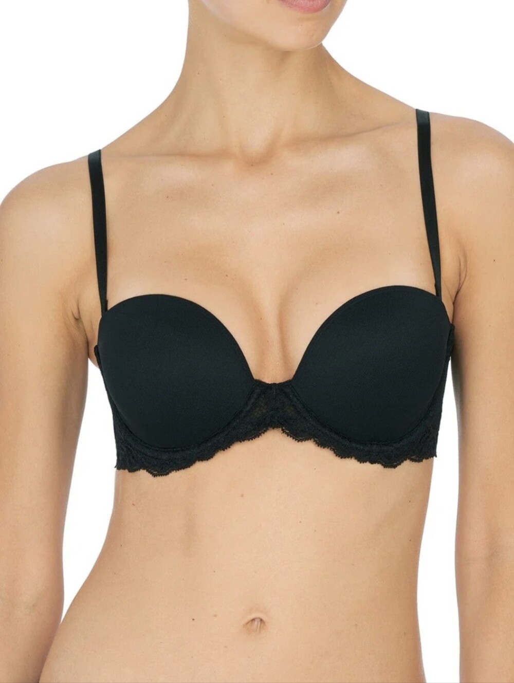 New Natori Feathers Strapless Plunge Multi-Way Bra 731023 Size 32DD in Black